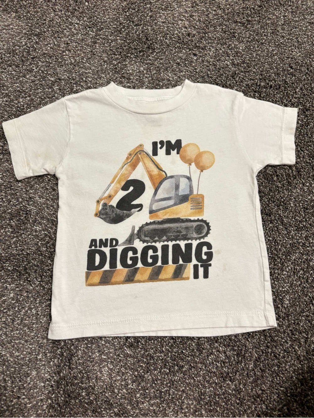Bella Canvas White Kids Tee with "I'm 2 and Digging it"Graphic